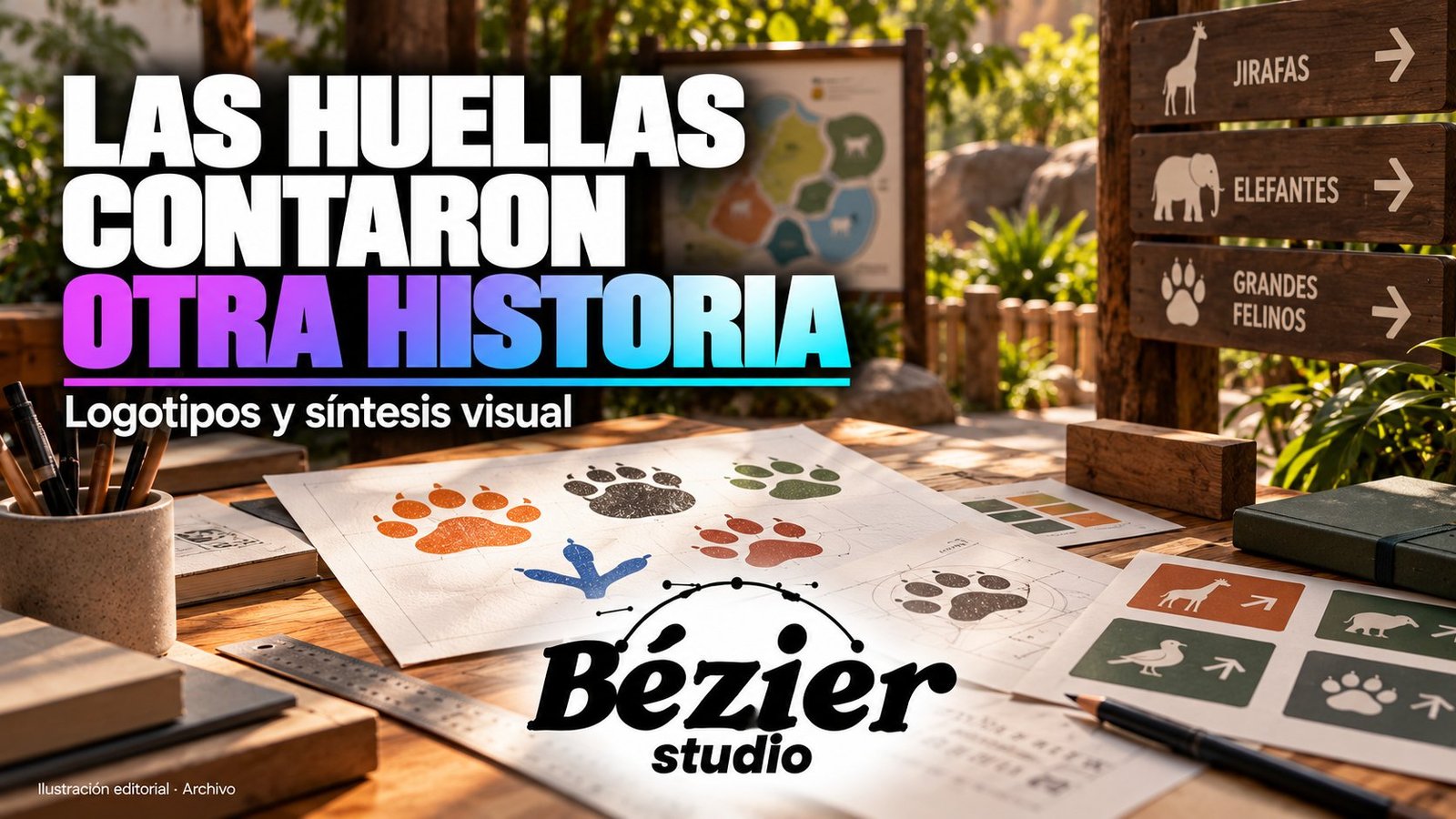 El Zoológico de Praga sustituyó la ilustración literal por una identidad basada en huellas