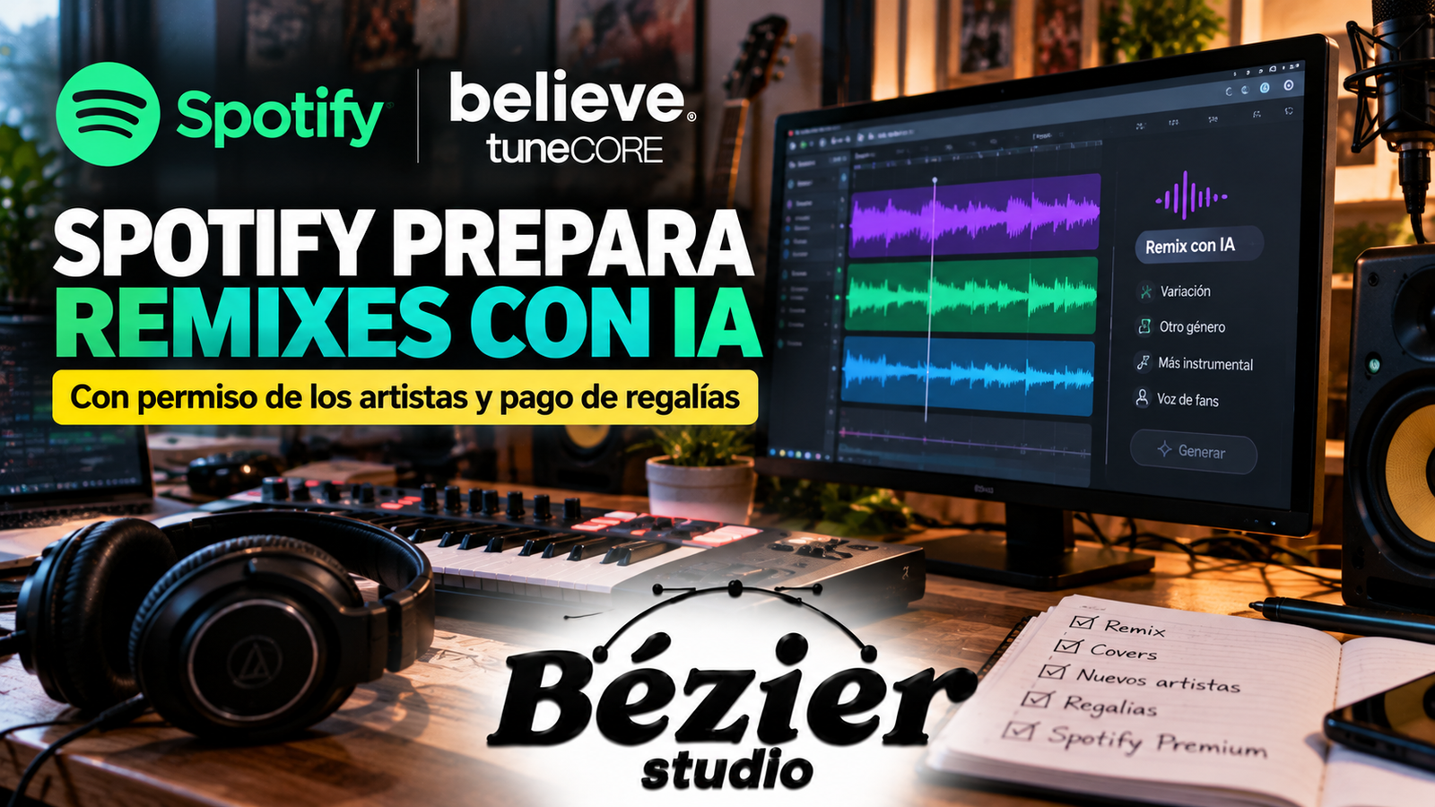 ¡Spotify permitirá crear remixes de canciones con IA! Los artistas podrán autorizar su música y recibir regalías