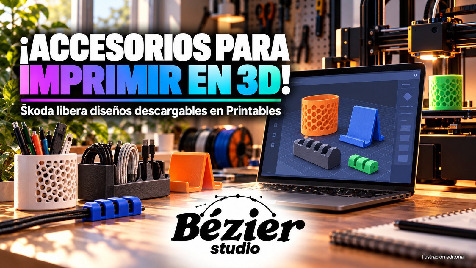 Škoda libera accesorios para impresión 3D: del archivo descargable al organizador del automóvil